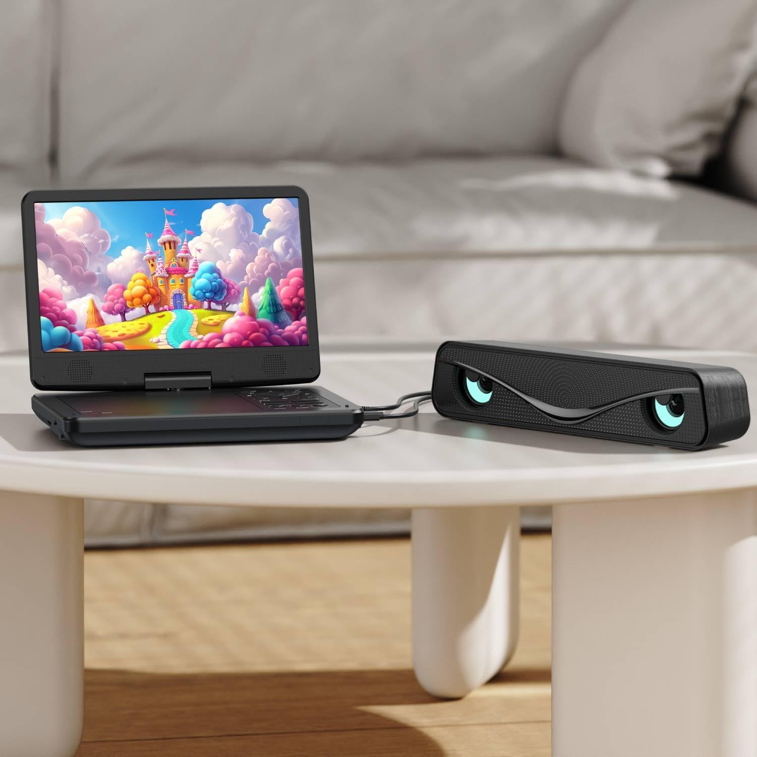 12.5" Portable DVD Player with Soundbar & 10.1" HD Screen for Kids & Adults, Car DVD Player with Headrest Mount, 360° RF Remote, Dual Earphone Jacks, 5H Battery, CD/DVD/SD/USB, Region Free thumbnail 8