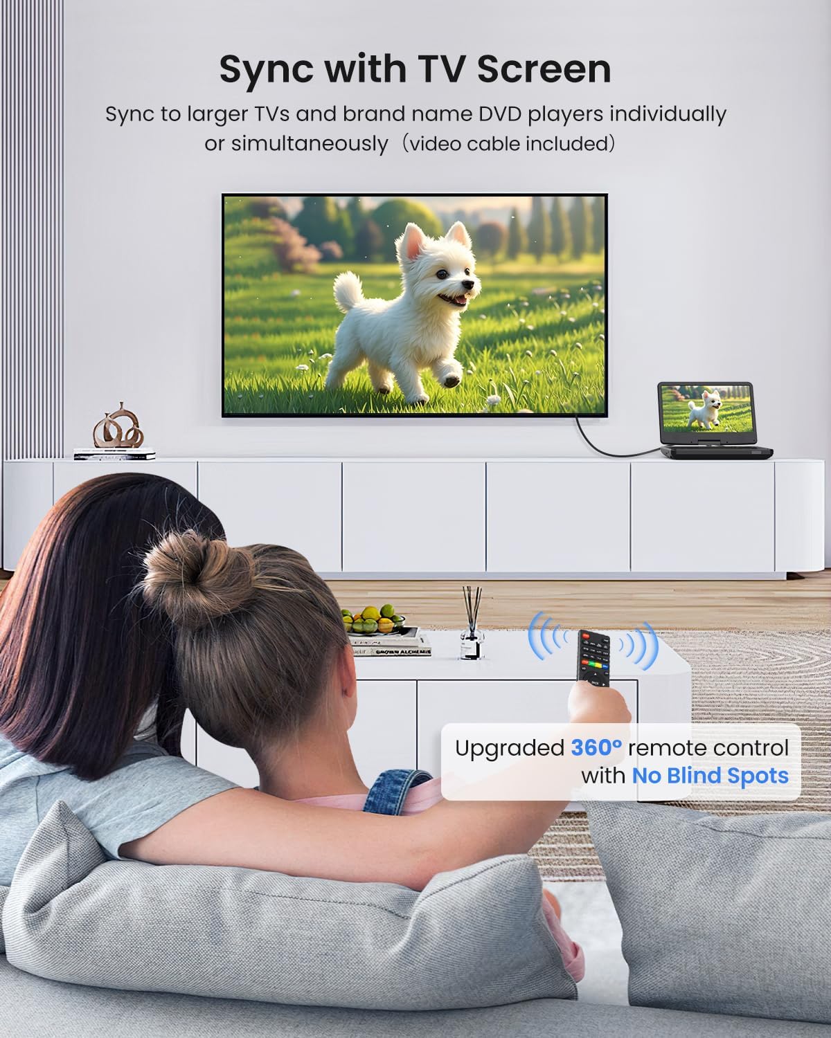 12.5" Portable DVD Player with10.1 HD IPS Screen for Kids,Car DVD Player with Headrest Mount, 360° RF Remote Control, 2 Earphone Jacks, 5h Battery, Support CD/DVD/SD Card/USB，Region Free [Black] thumbnail 7