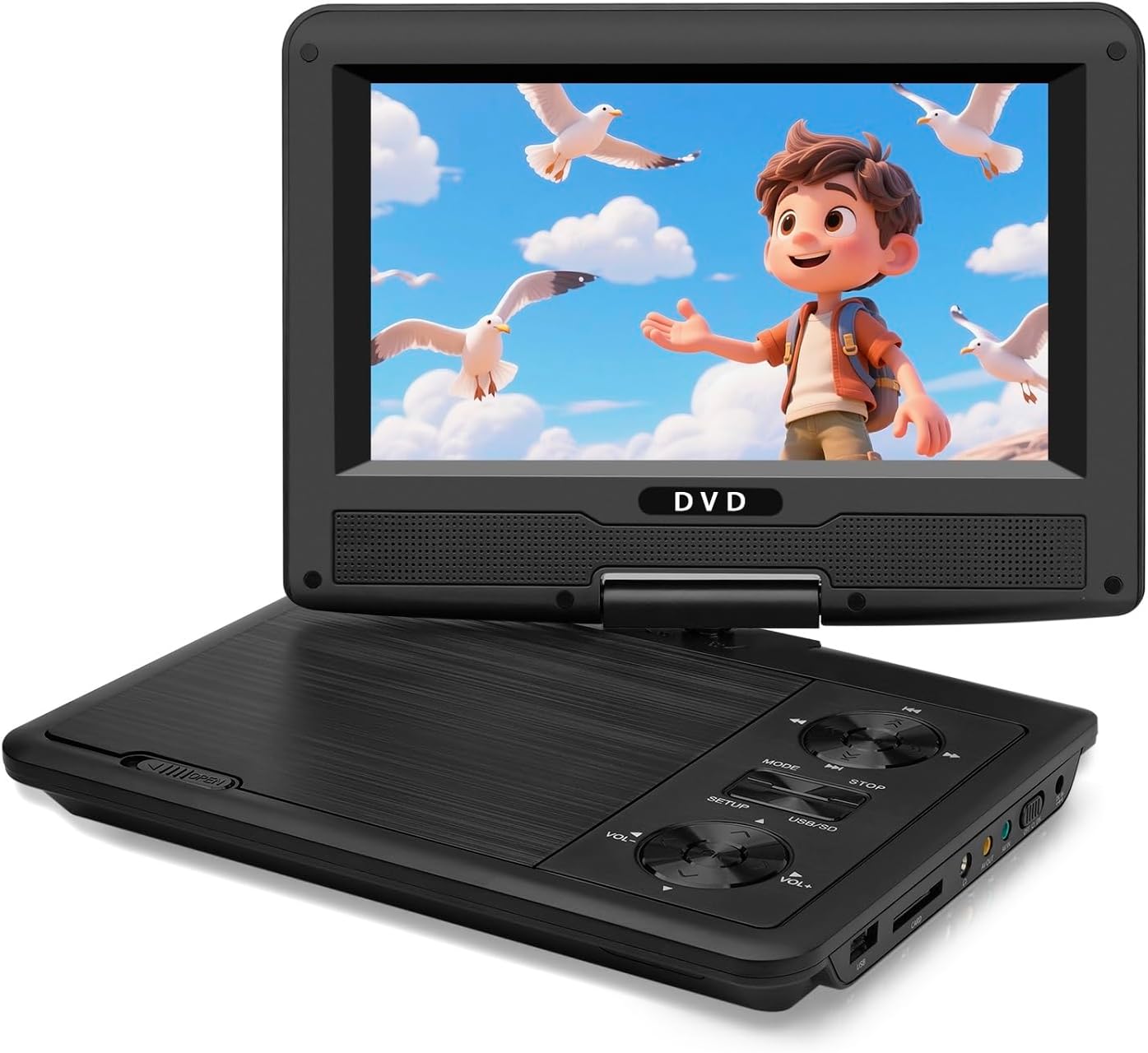 11.5" Portable DVD Player for Kids & Car Travel–9 inch Swivel IPS Screen,3-Hour Battery,CD/DVD/USB/SD Support,Region Free/Headrest Mount & Remote