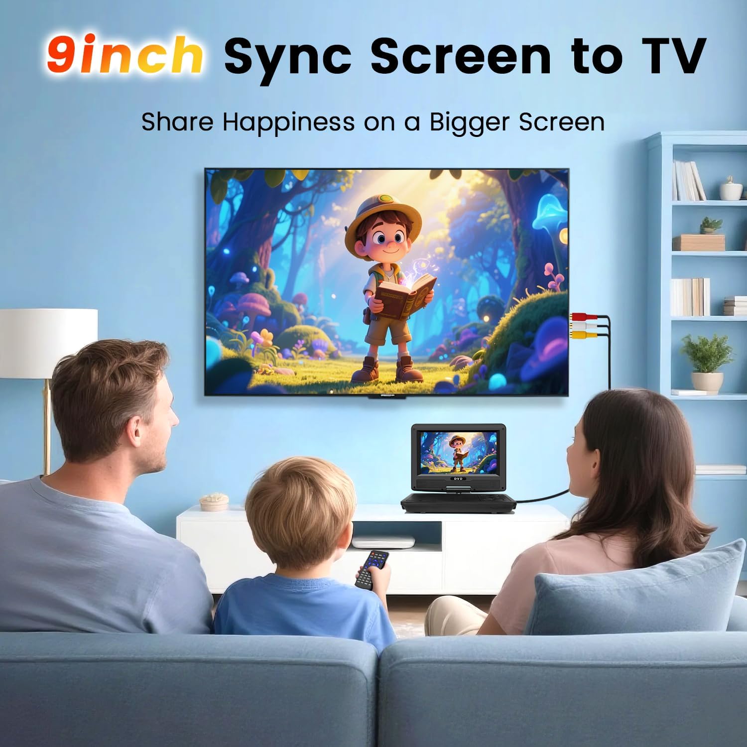 11.5" Portable DVD Player for Kids & Car Travel–9 inch Swivel IPS Screen,3-Hour Battery,CD/DVD/USB/SD Support,Region Free/Headrest Mount & Remote thumbnail 8